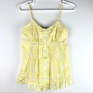 Express Yellow Silver Sweatheart Ruffle Tank XS